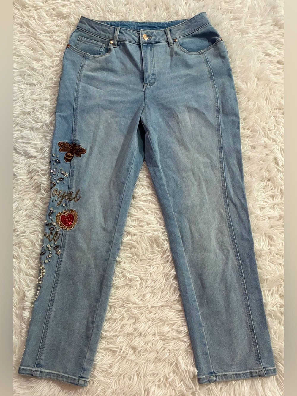 Ashro Lizzie McGuire Y2K Maximalist Eclectic Embellished Beaded Patch Jeans 10